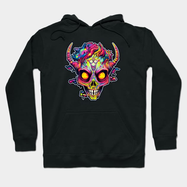 Neon skull demon Hoodie by beangeerie